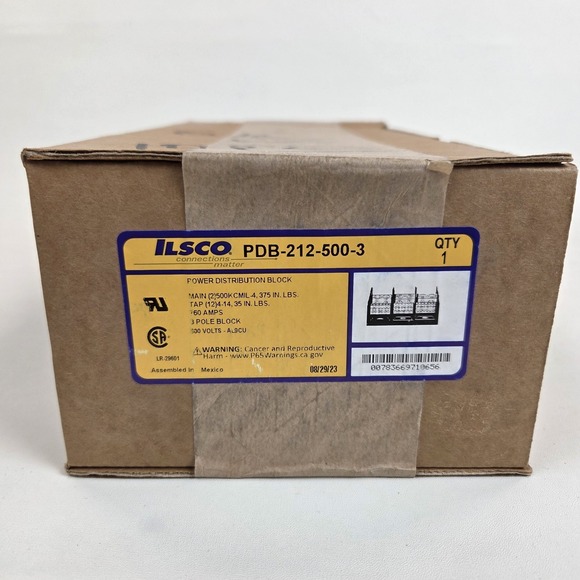 ILSCO Other - Ilsco Power Distribution Block PDB-212-500-3 760 Amps 600 Volts‎ 3 Pole Block